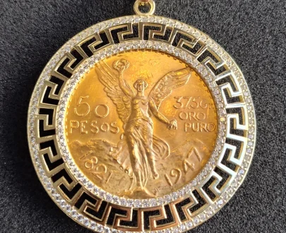 Centenario 22k (21.6k)1947 CZ Stone Greek Style Bezel.