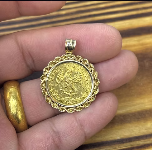 🇲🇽 10 Pesos Hidalgo — 14K Gold Bezel - Image 2