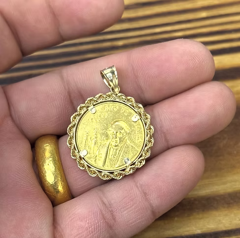 🇲🇽 10 Pesos Hidalgo — 14K Gold Bezel